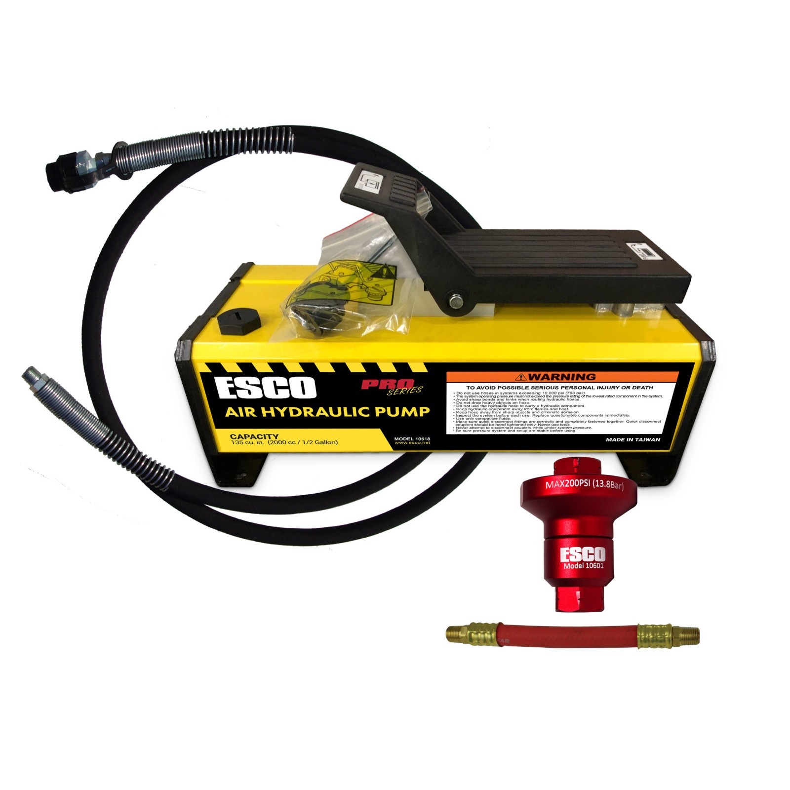 ESCO 10518C 1/2-Gallon Air Hydraulic Pump Kit w/ Hose, Coupler & Air Reducer
