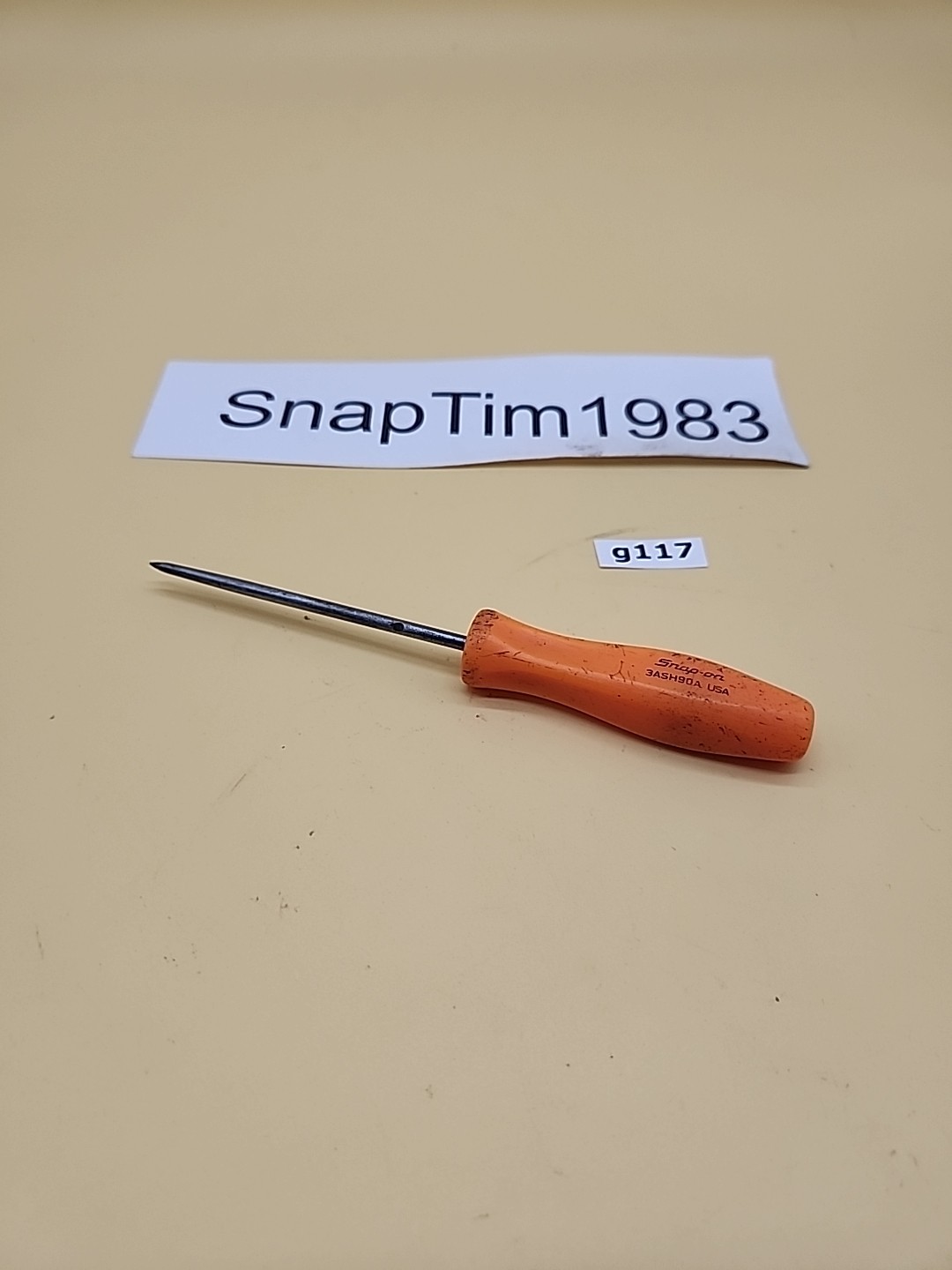 Snap-on Tools 3ASH90A 5.5″ Straight Pick Awl Orange Hard Handle USA