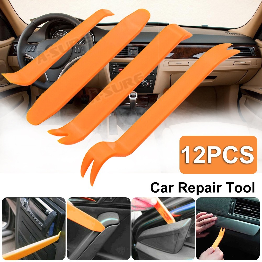12PCS Plastic Car Trim Removal Plier Tools Set Door Panel Fastener Dashboard Kit