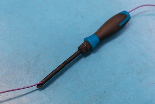 Electrical Wire Insertion Tool directing wires through obstacles barriers