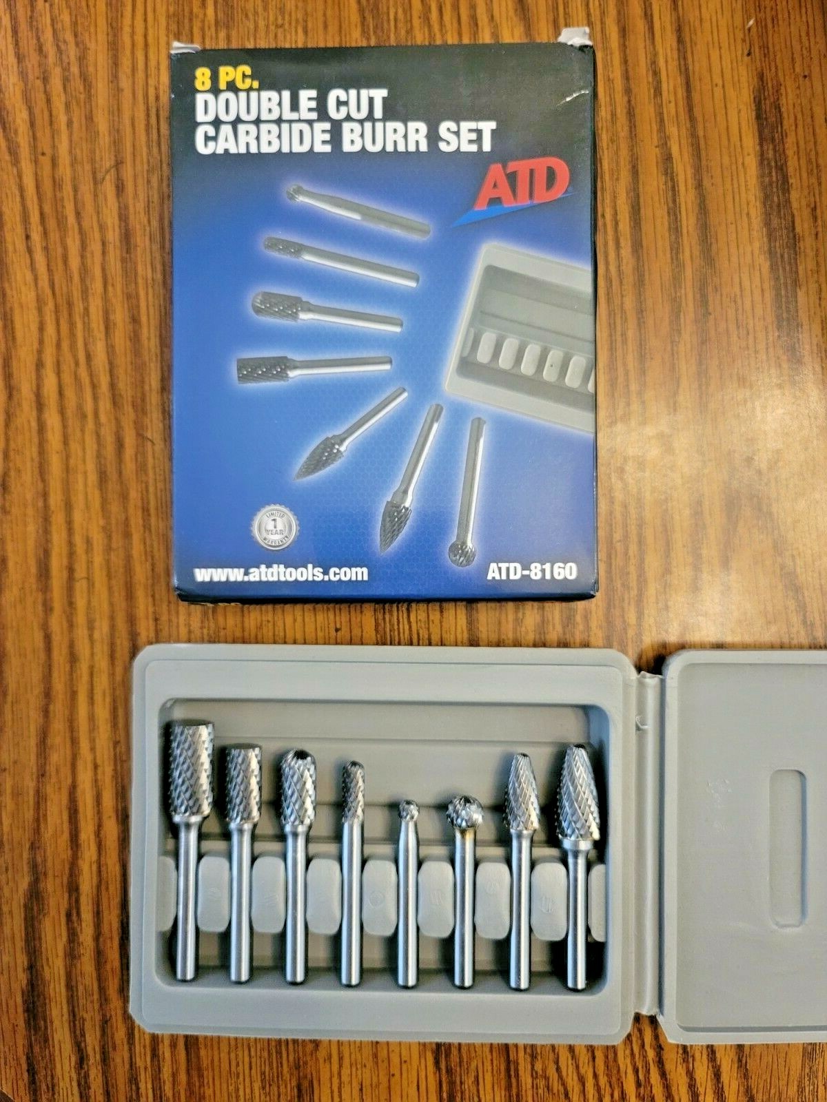 ATD 8pc Automotive 1/4″ Double Cut Carbide Burr Set #8160