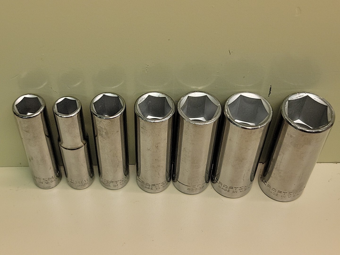 Craftsman Socket Set 3/8 Dr 6 Pt Deep 3/8″-3/4″ Series EE 7 Pc New Old Stock USA