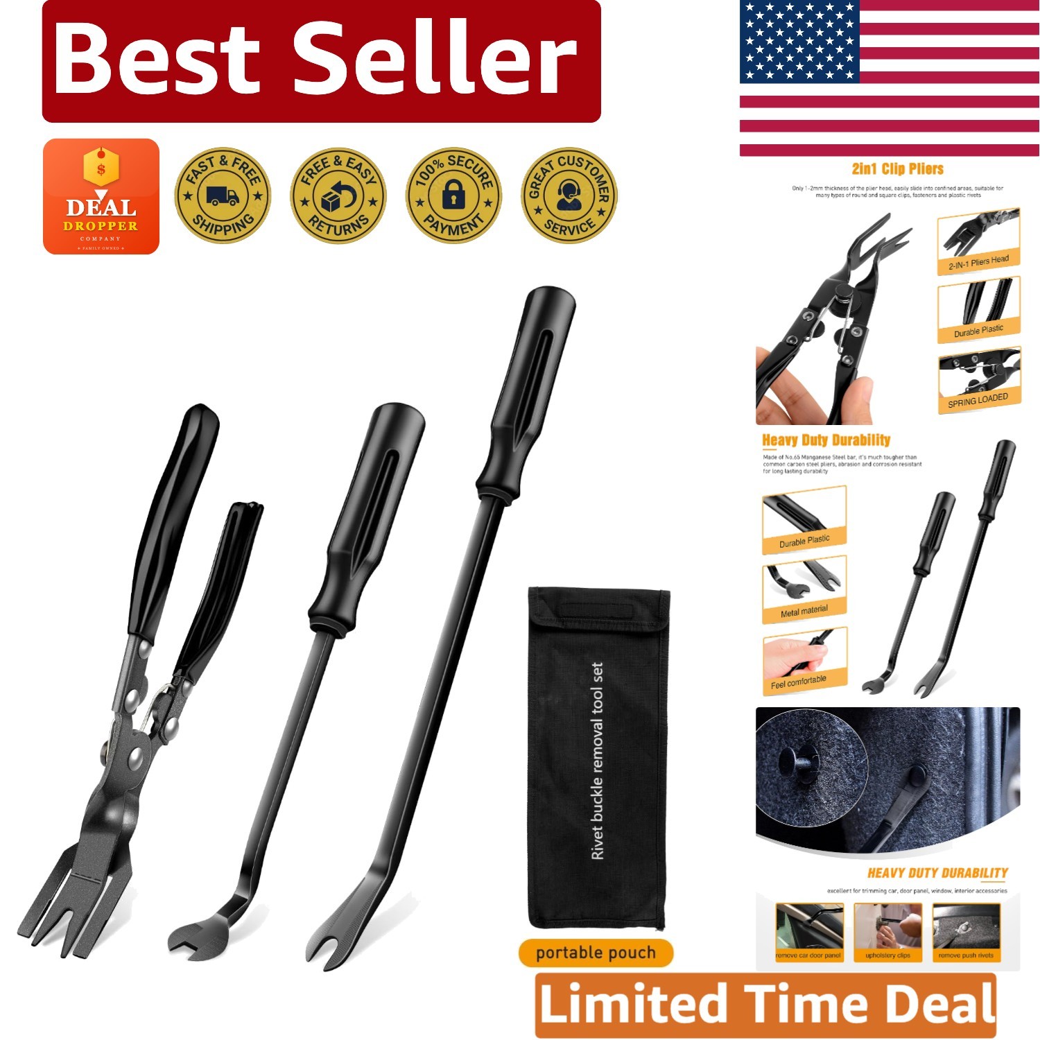Lightweight Auto Trim Removal Tools – 3Pcs No Scratch Kit for Easy Repairs