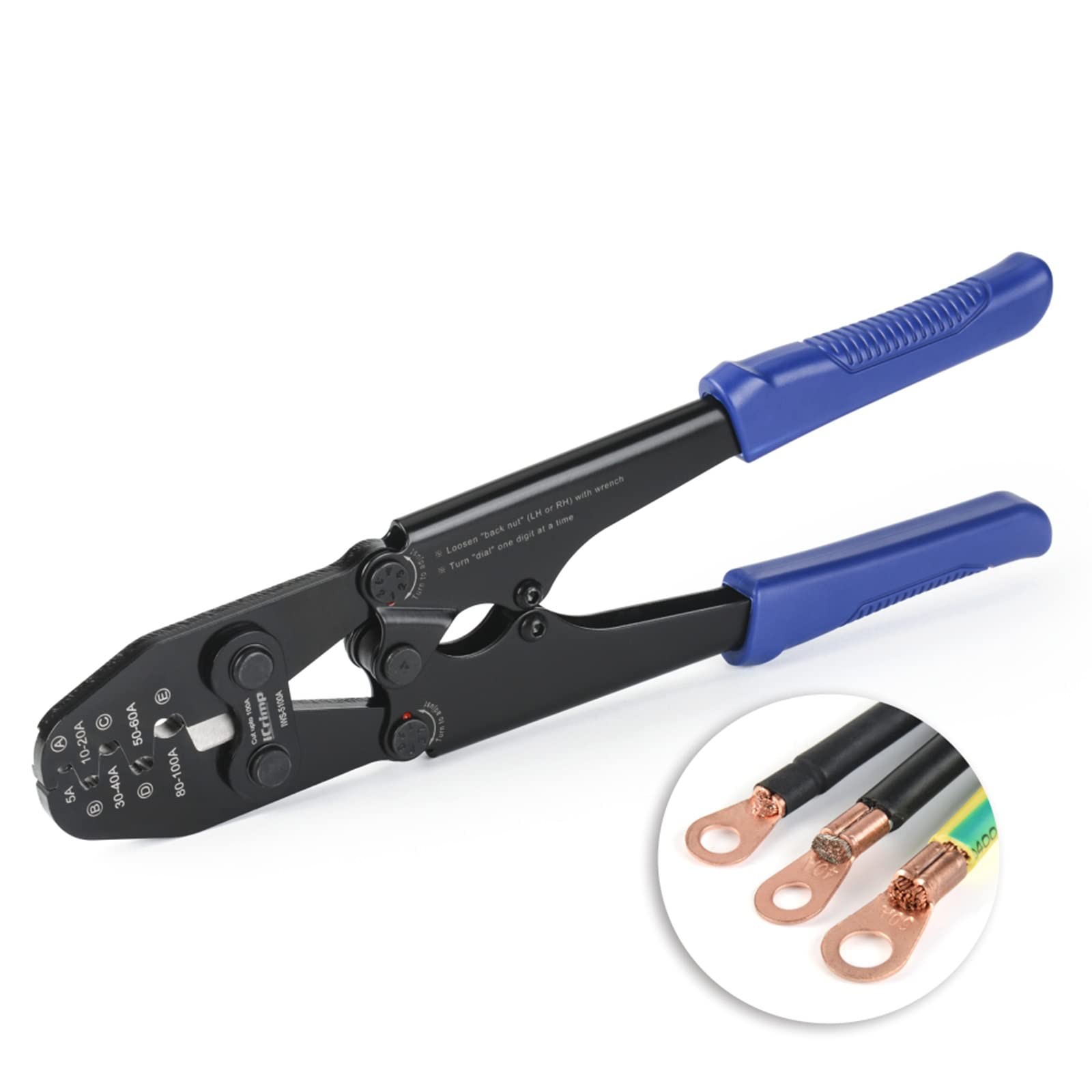 Battery Cable Lug Crimping Tool Open Barrel Lead-Free Terminals B Type AWG 13-3