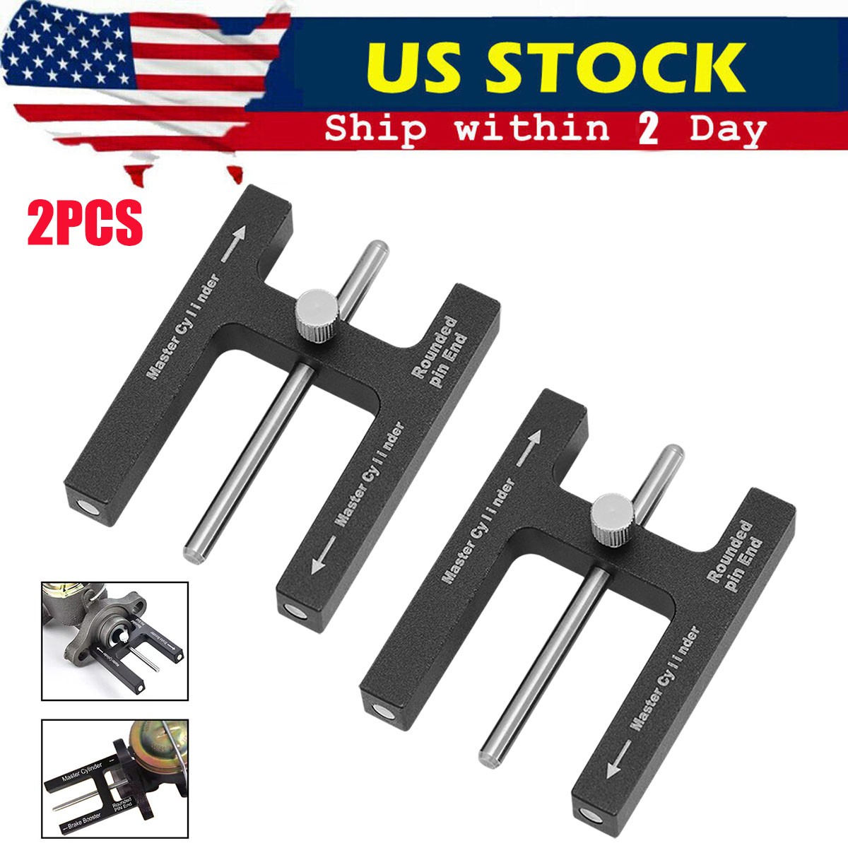 2x Power Brake Booster Master Cylinder Push Rod Length Gauge Pin Adjustment Tool