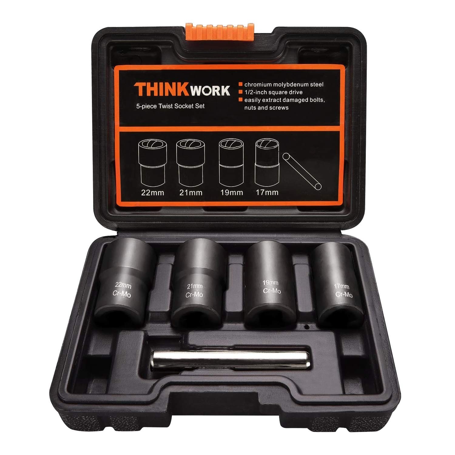 “5-Piece Lug Nut Removal Tool Kit – Stripped, Rounded, Damaged Bolt Remover”
