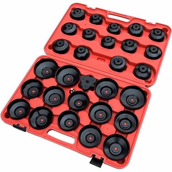30 pc Socket Type Oil Filter Removal Puller Cup Tool Kit Set Adaptor Garage 3/8″