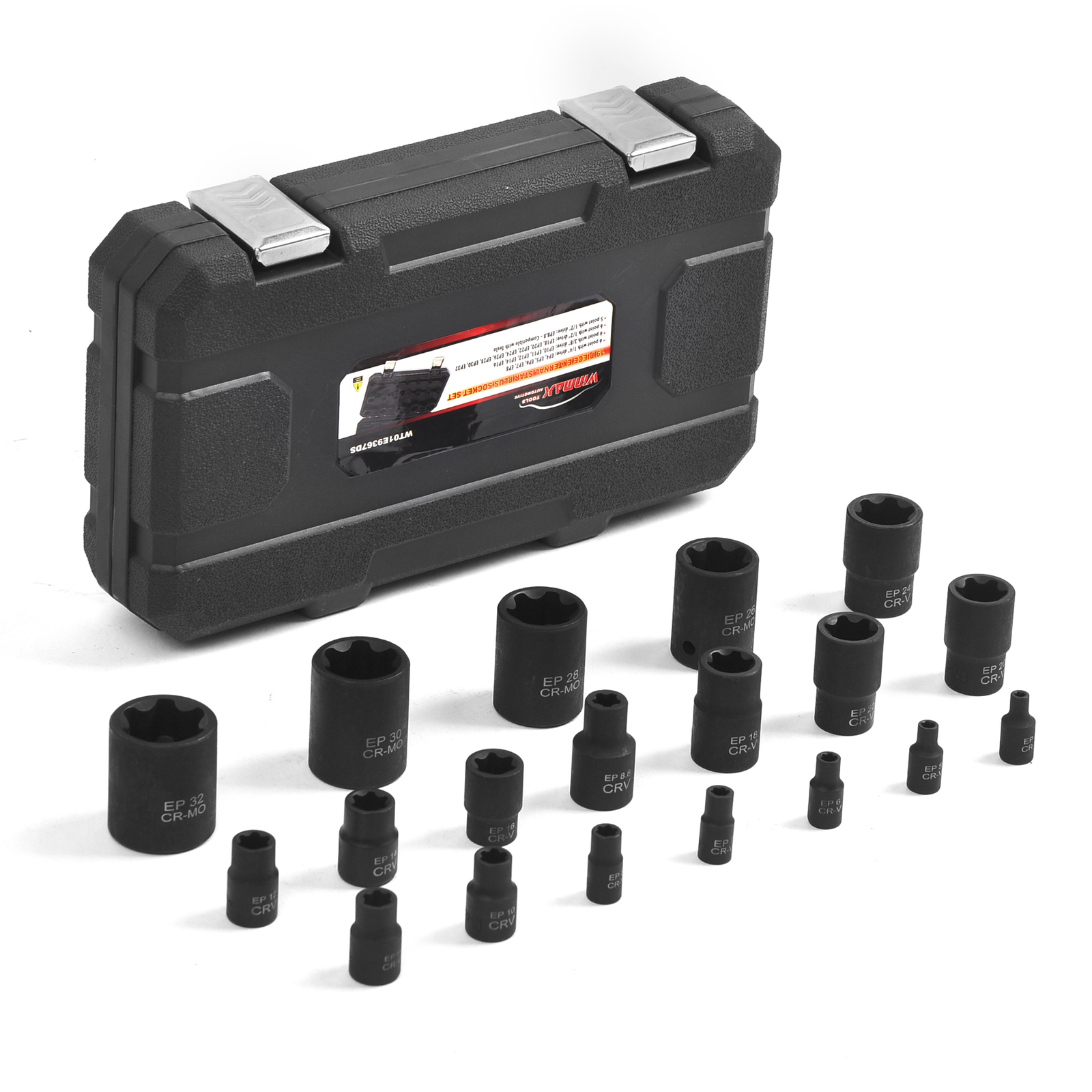External Torx Plus Socket Set 6 Point EP Socket EP4, Dr E-Torx Plus Socket 19pcs