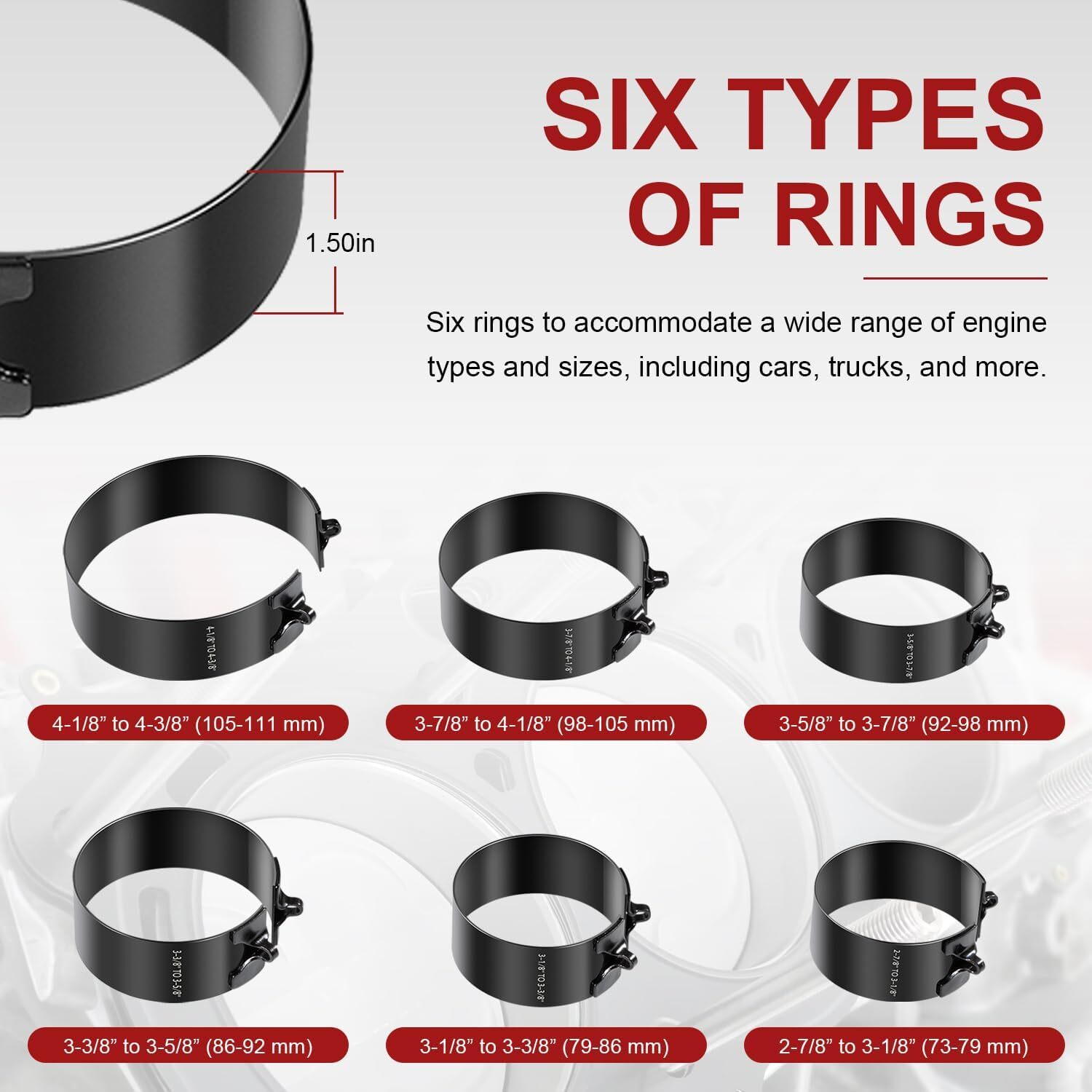 Piston Ring Compressor Tool Set 940387 for Car Engine Vehicle Maintenance Clamps