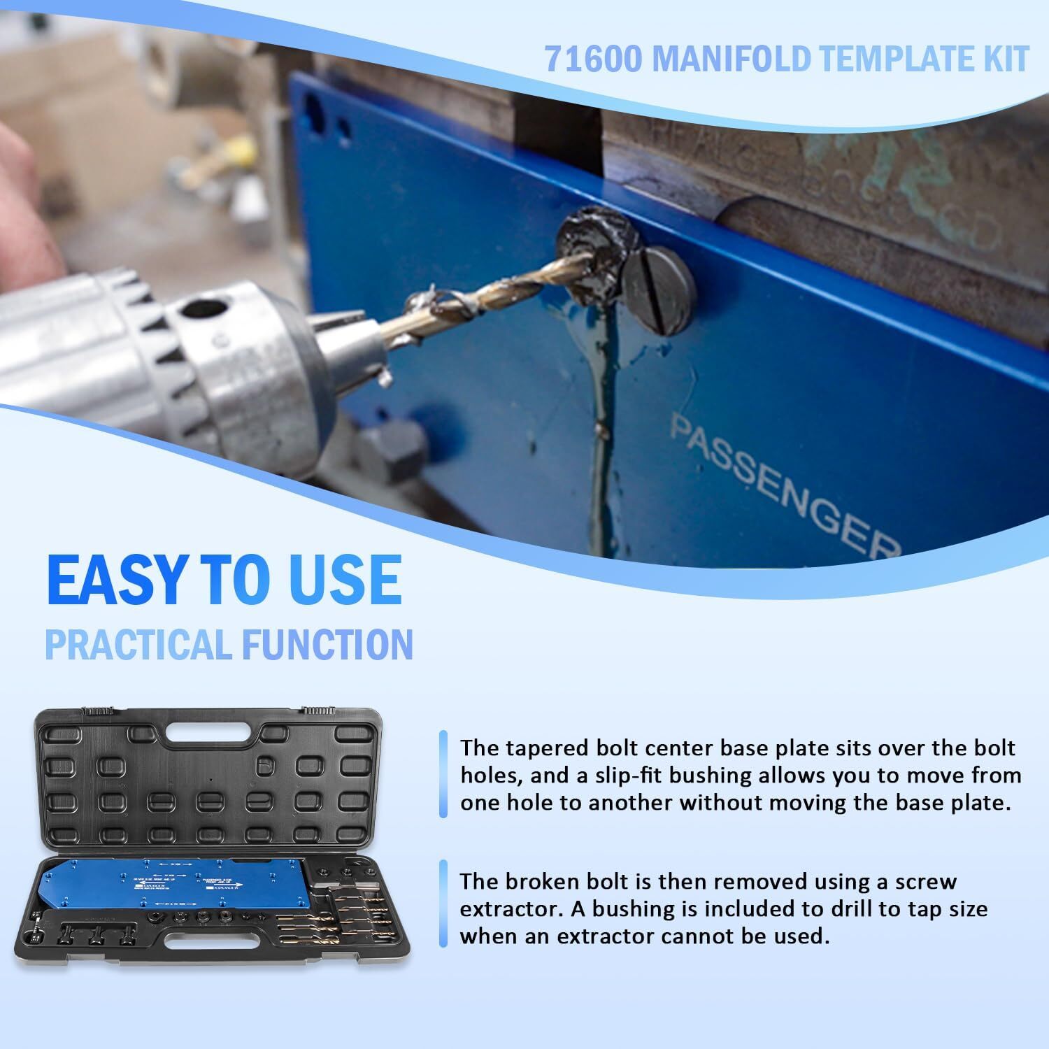 71600 Manifold Drill Template Kit For Ford 4.6/5.4/6.8L V10 2Valve 3Valve Engine