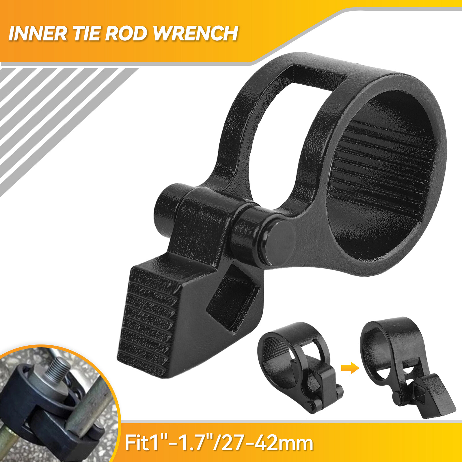 Inner Tie Rod Wrench Black 27-42mm Steering Track Removal Garage Tool Universal