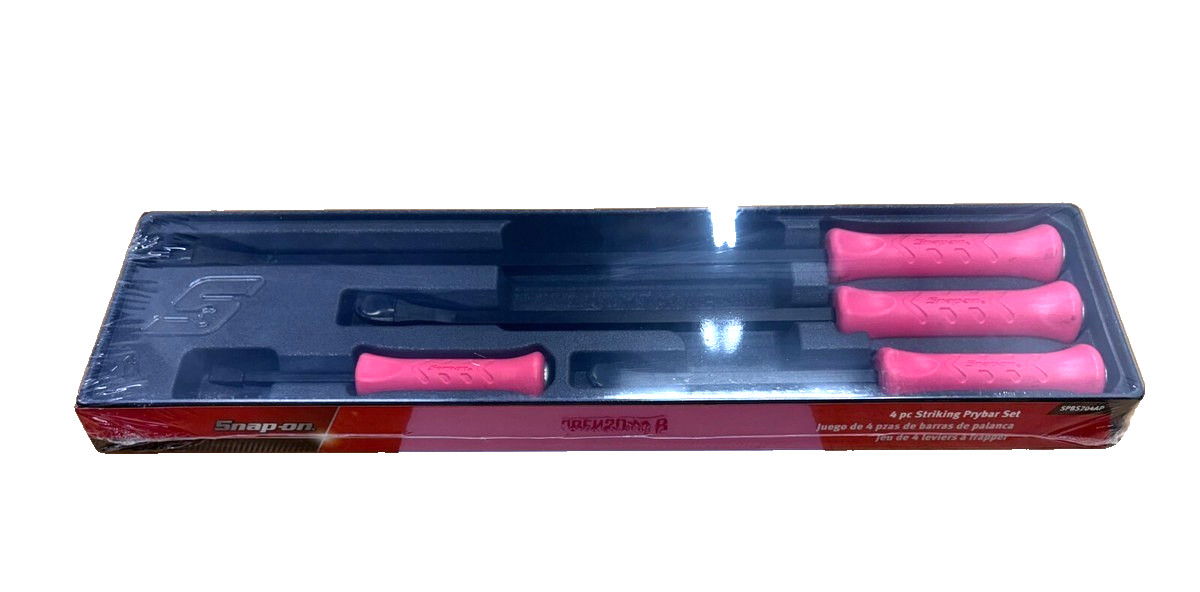 Snap On Tools RARE Pink 4 Piece Hard Grip Striking Prybar Set SPBS704AP USA NEW