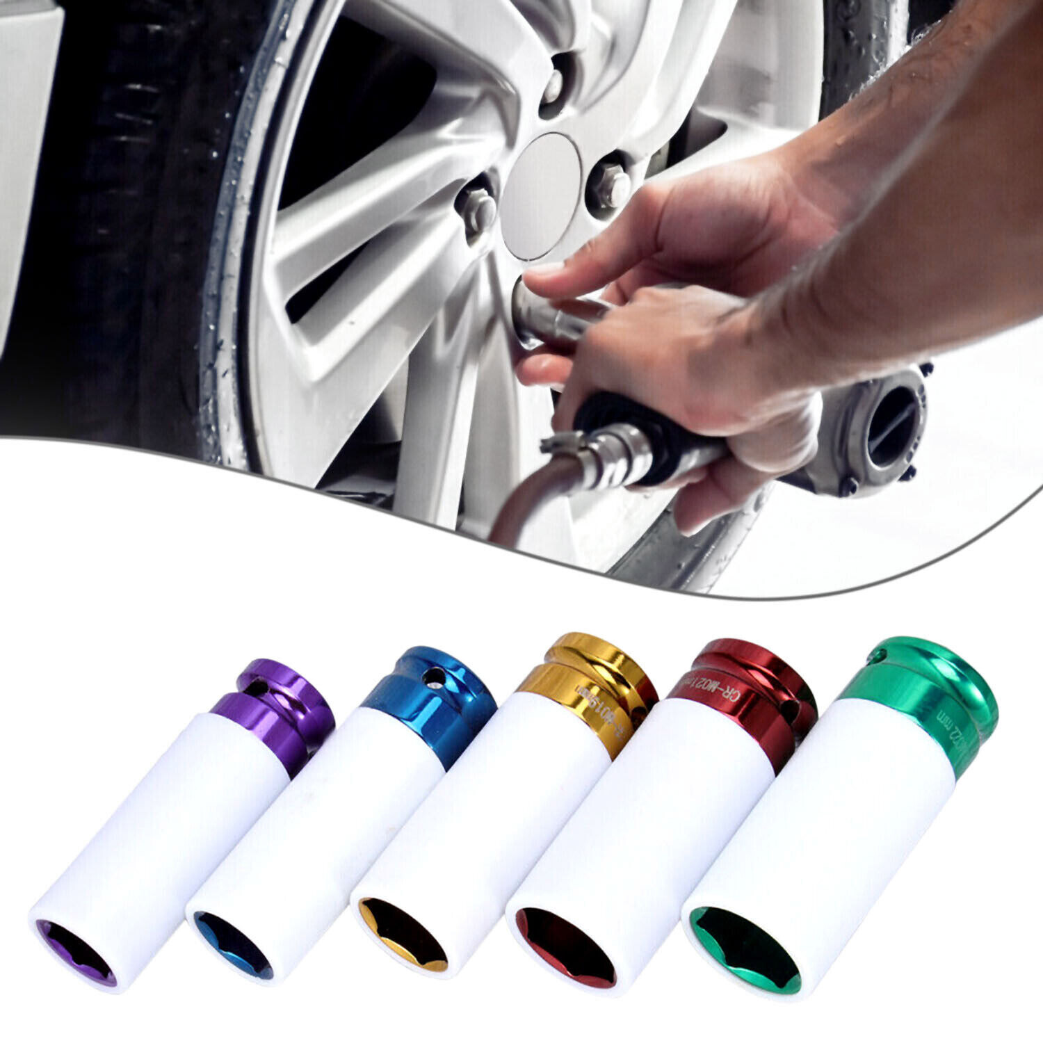 5Pcs New Lug Nut Socket Impact Socket Set Wall Socket Wheel Protector Set 1/2″