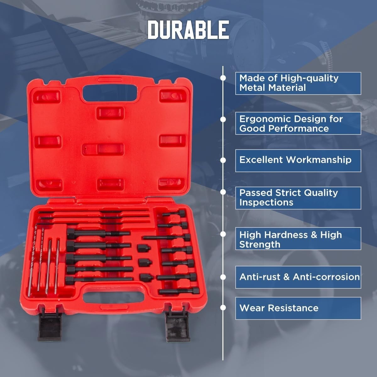 Professional Glow Plug Removal Tools – 22 Piece Kit with Heavy-Duty Toolbox
