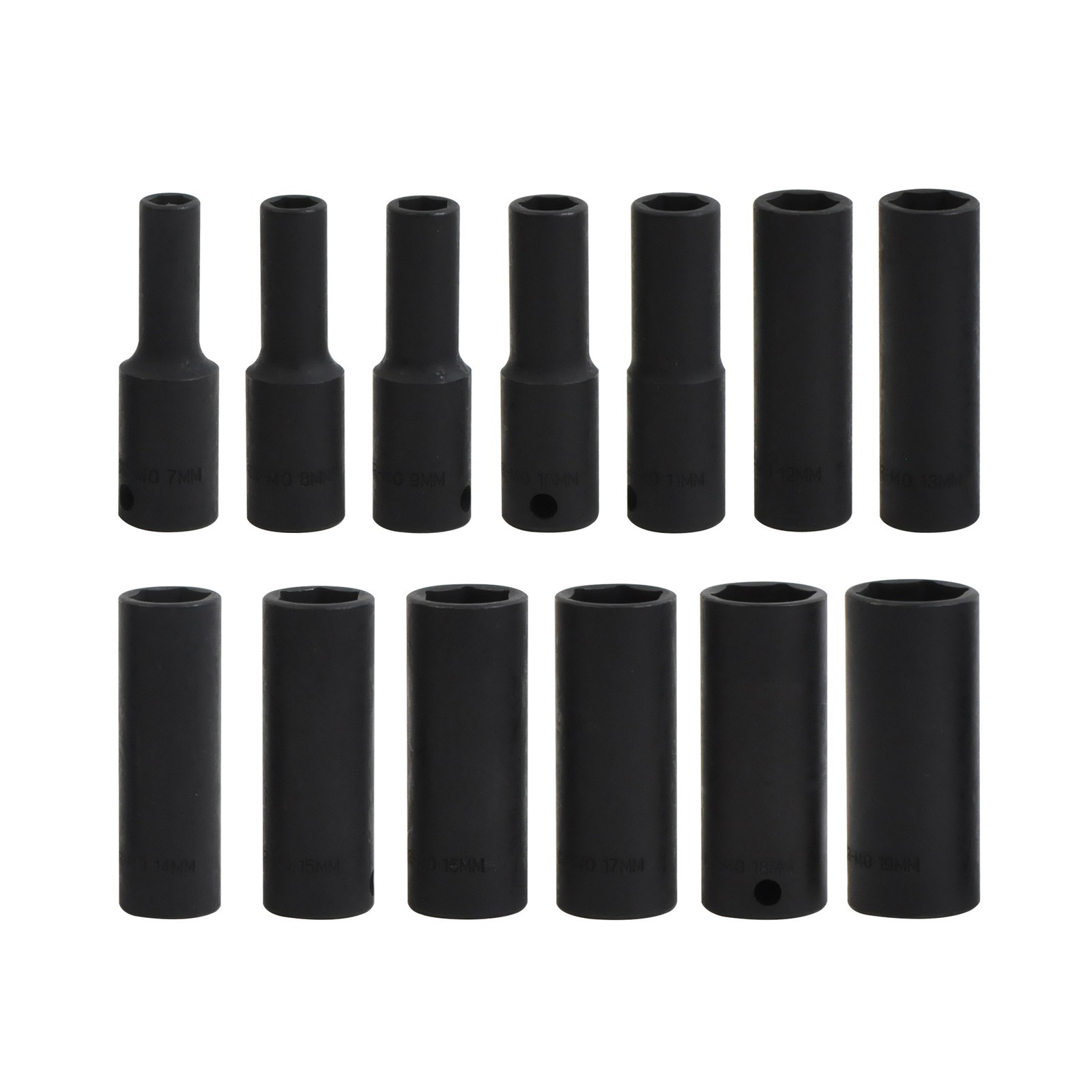 3/8″Drive Magnetic Impact Socket Set Deep 6-Point Metric 7mm to 19mm CR-MO 13PCS