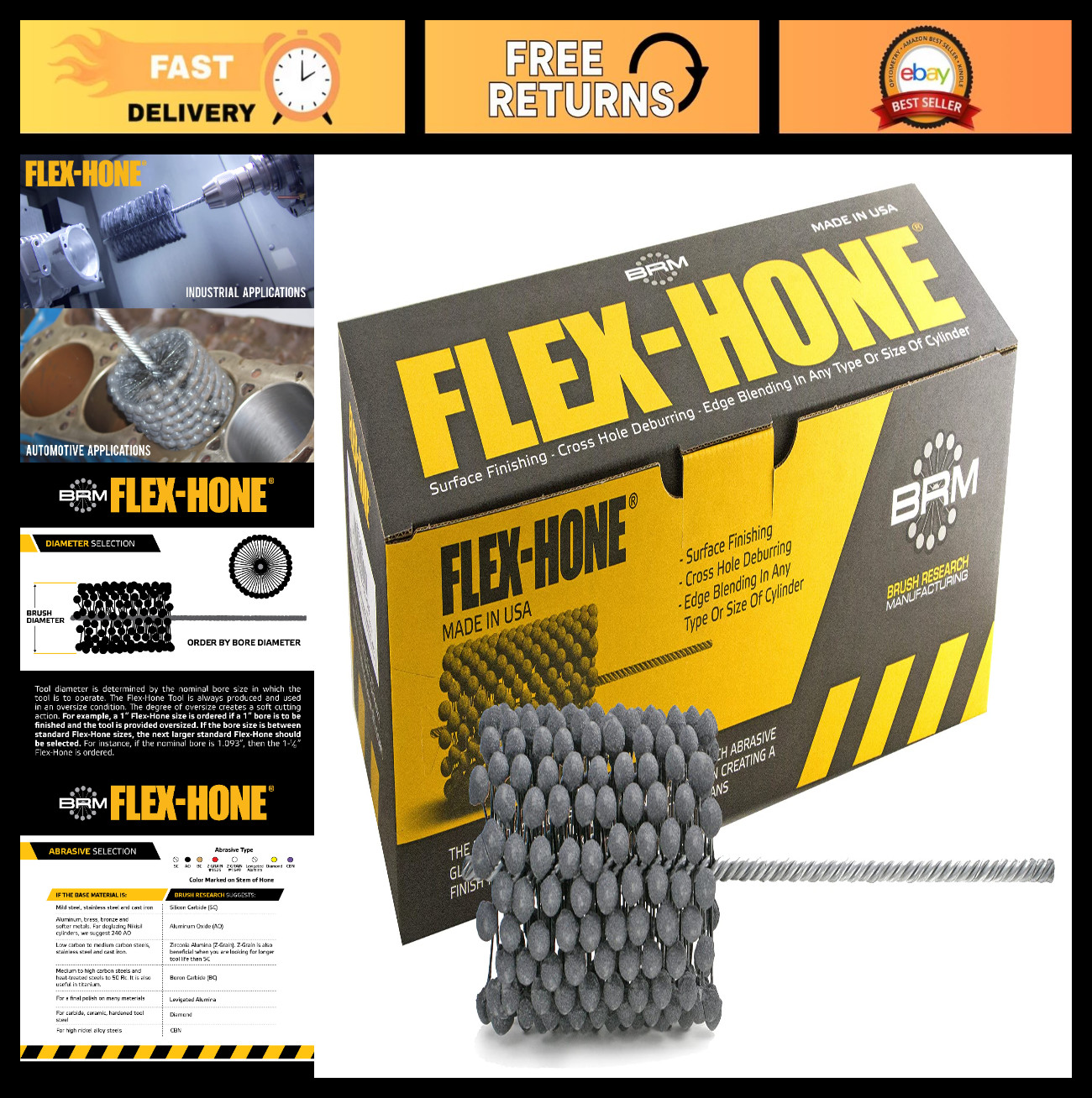 4″ FLEX-HONE 120 Grit Silicon Carbide Brush for Mild Steel, Stainless Steel & Ca