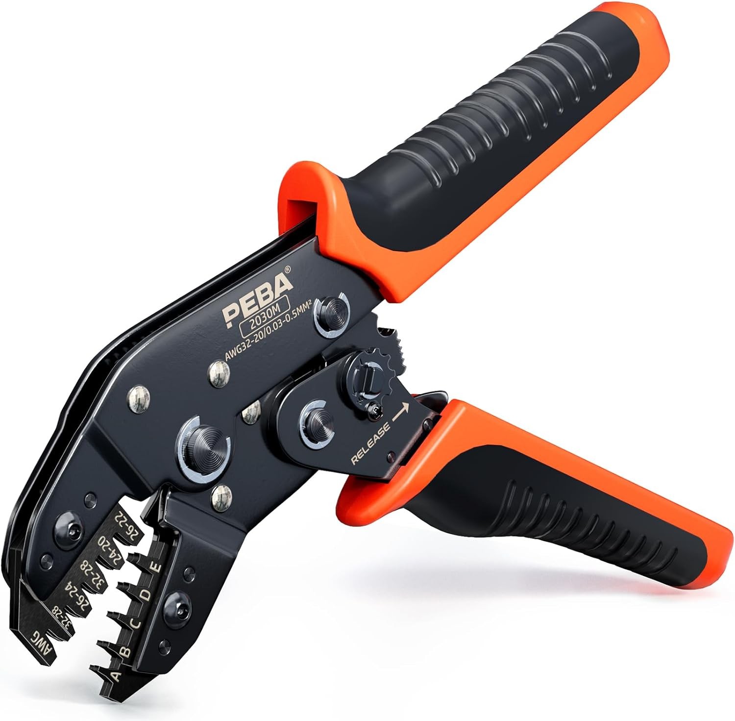 PEBA Micro Connector Pin Crimping Tool 0.03-0.5mm² 32-20AWG Red Metallic