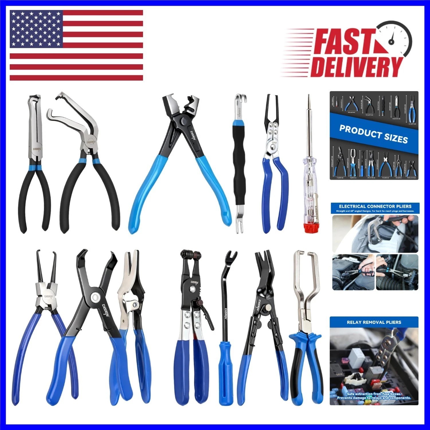 13PCS Automotive Electrical Disconnect & Fuel Line Tool Set with Storage Bags