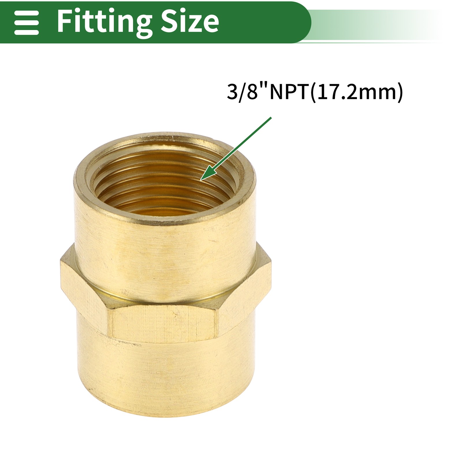 Brass Pipe Adapter 3/8″NPT Female Thread 2pcs