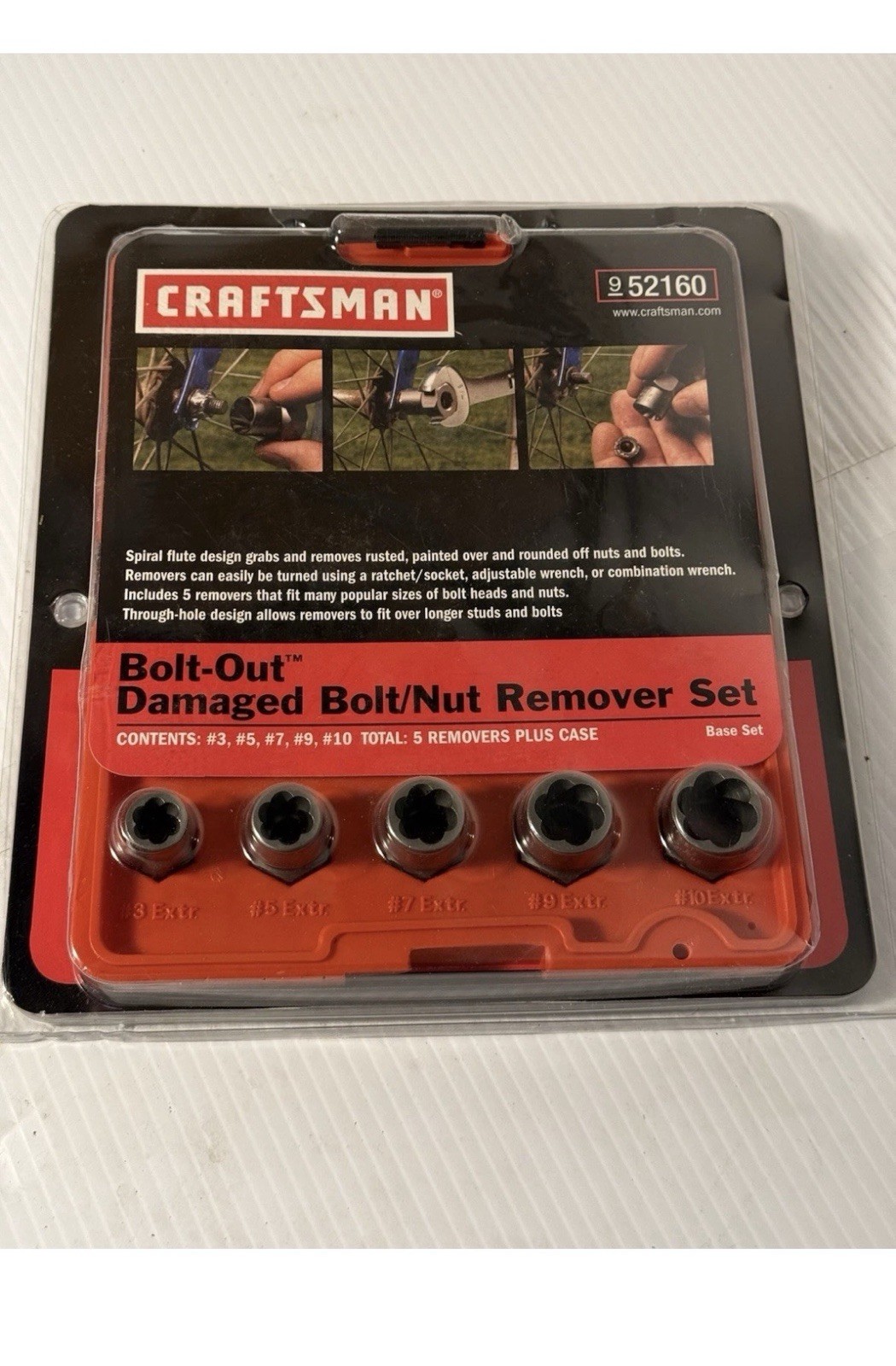 Craftsman 952160 Bolt-Out Damaged Bolt/Nut Remover Extractor Set New