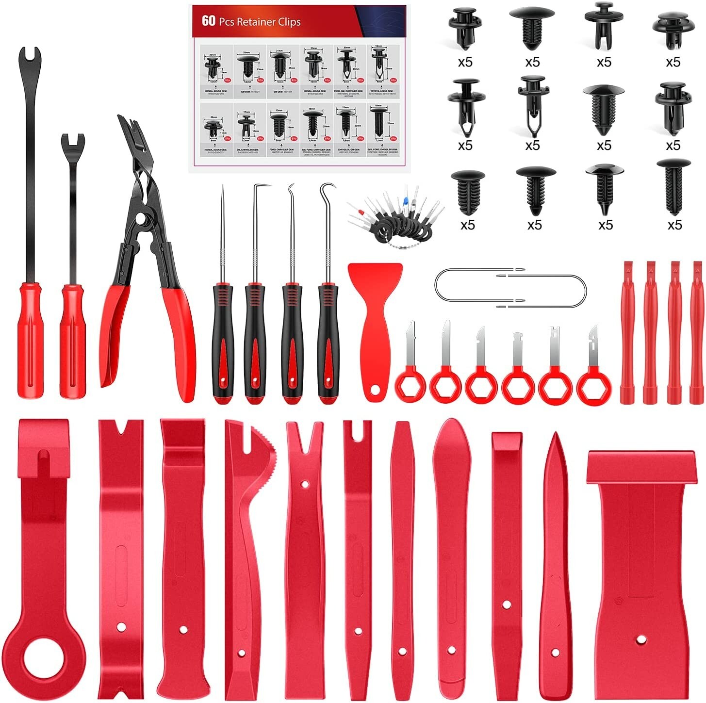 Nilight Trim Removal Tool 102Pcs Auto Push Pin Bumper Retainer Clip Set Fastener