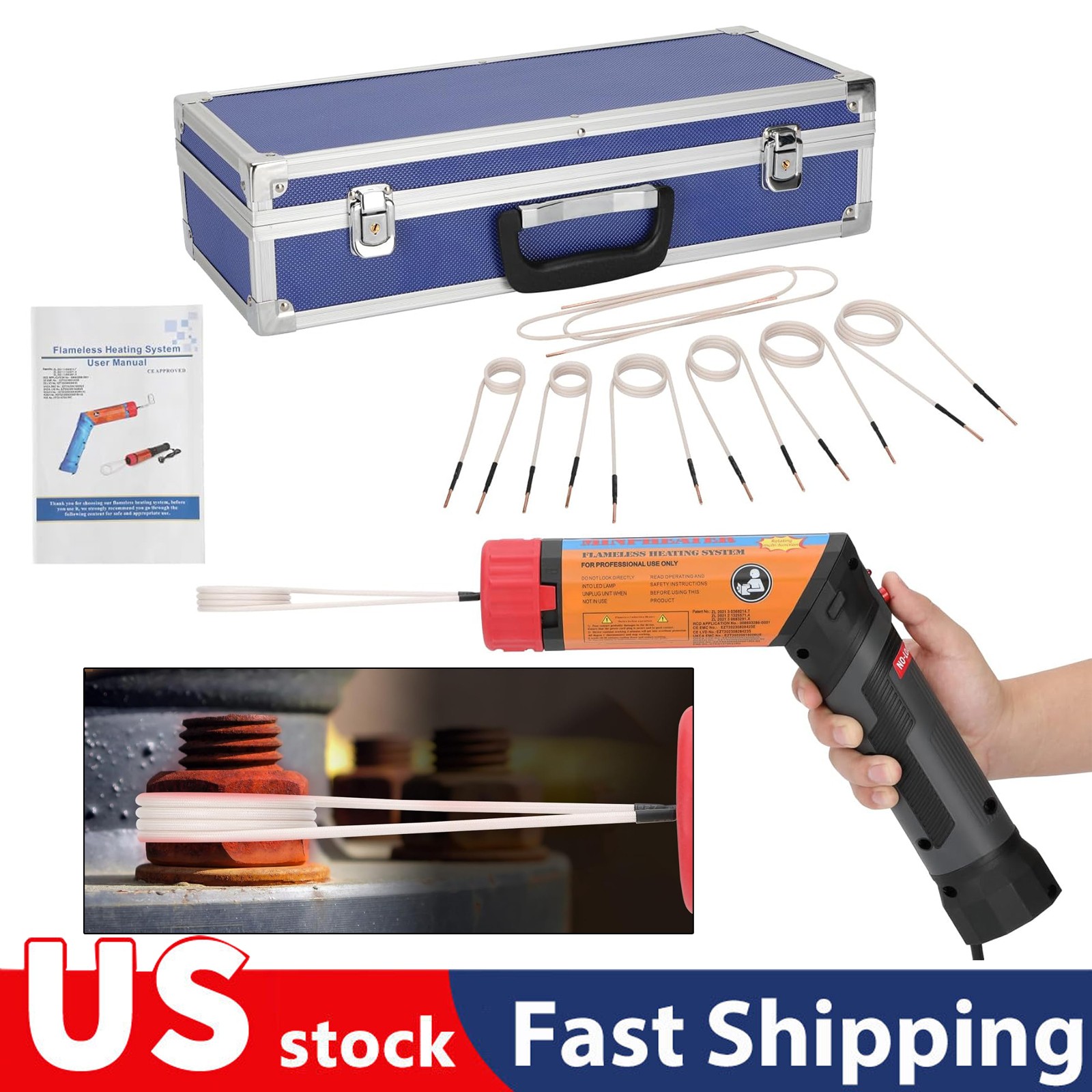 1100W Magnetic Induction Heater Kit for Automotive Portable Rusty Bolt Buster US
