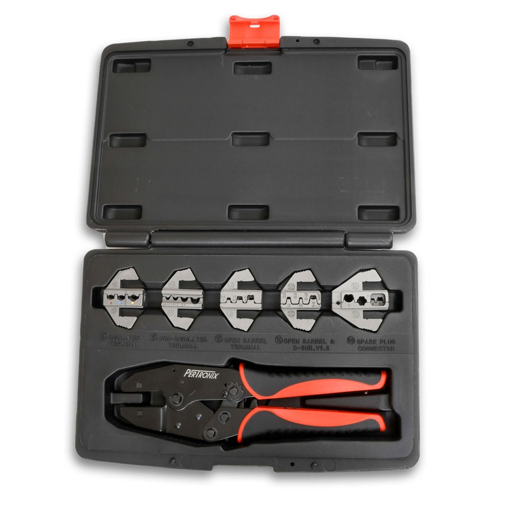 Pertronix Crimp Tool T3001; Quick Change Ratchet, Spark Plug Wire, Insulated/Non