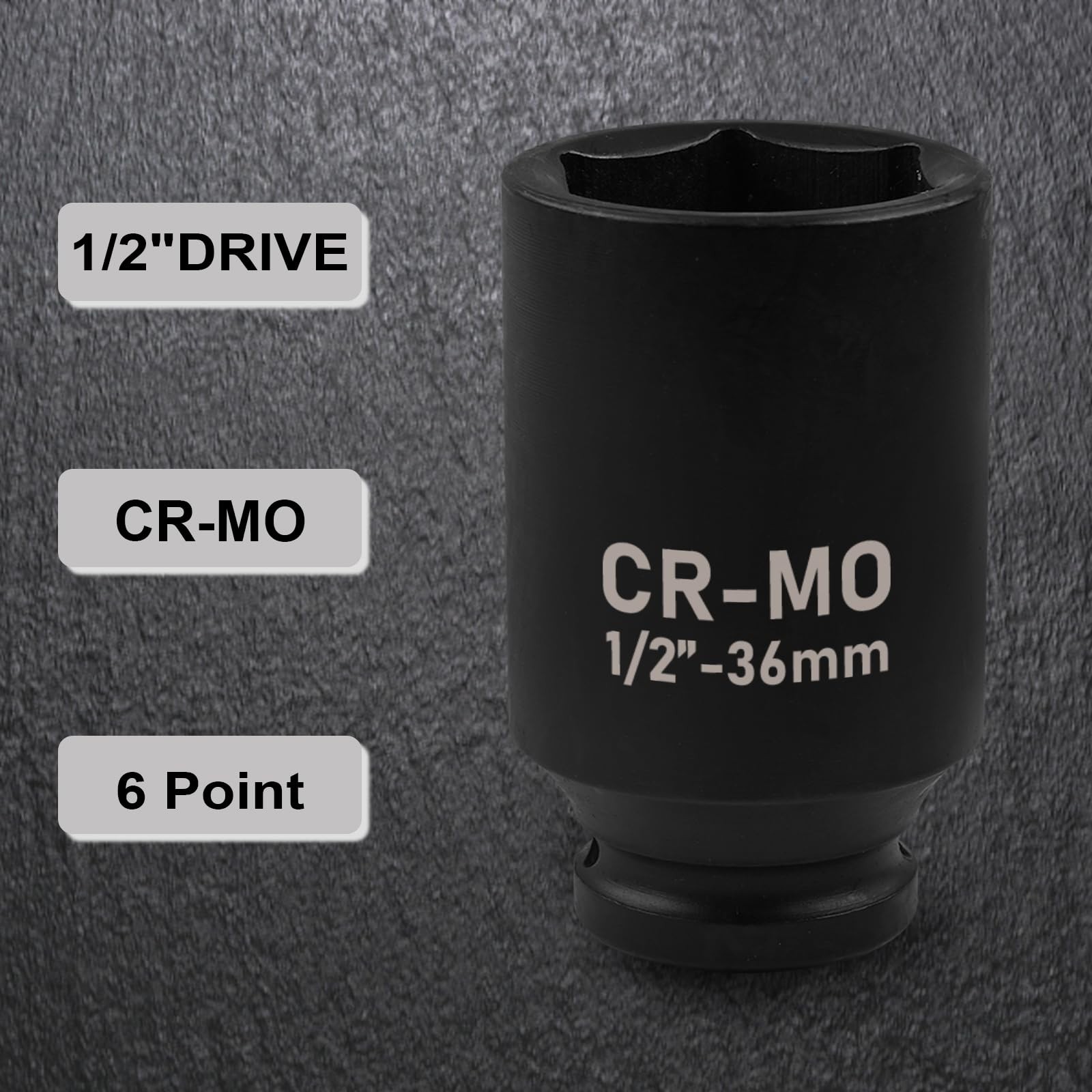 HeavyDuty 1 1/2 Inch 1/2 Drive Deep Impact 6 Point CRMO Axle Nut Socket for Au