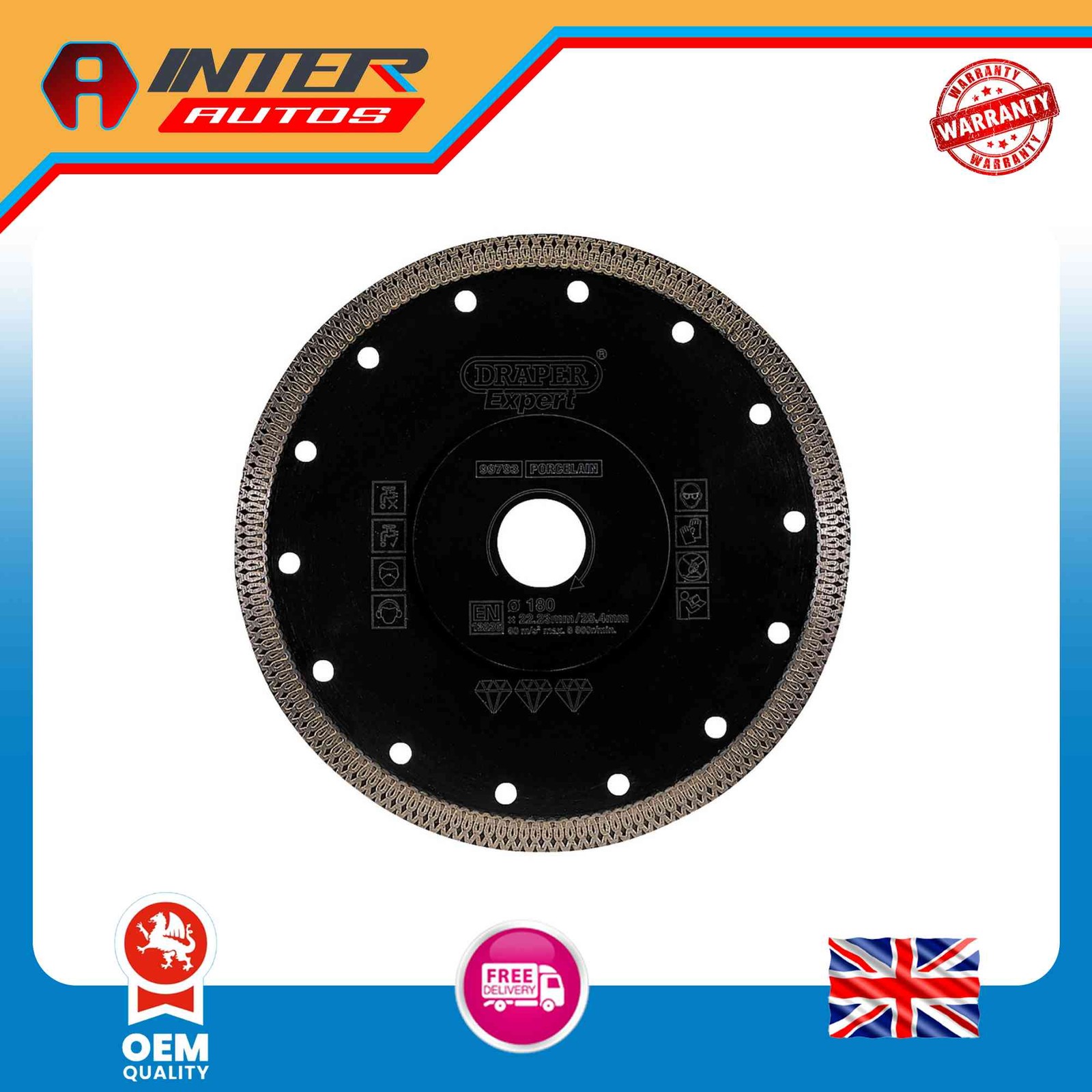 Draper Expert Turbo-X Porcelain Diamond Blade, 180mm 99793