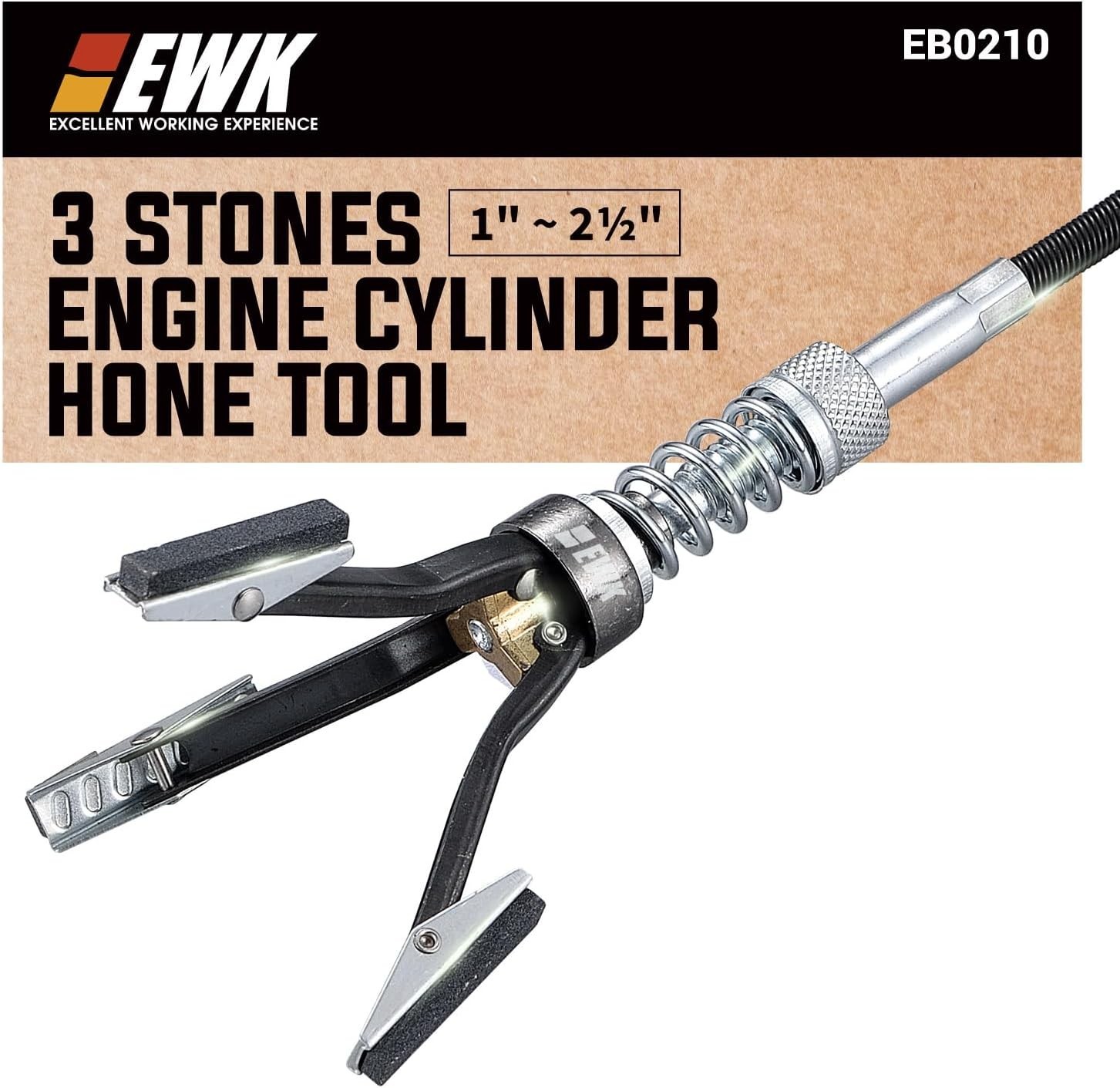 Adjustable 1-2.5 In. Cylinder Hone Tool with 220 Grit Stones for Smooth Surfaces