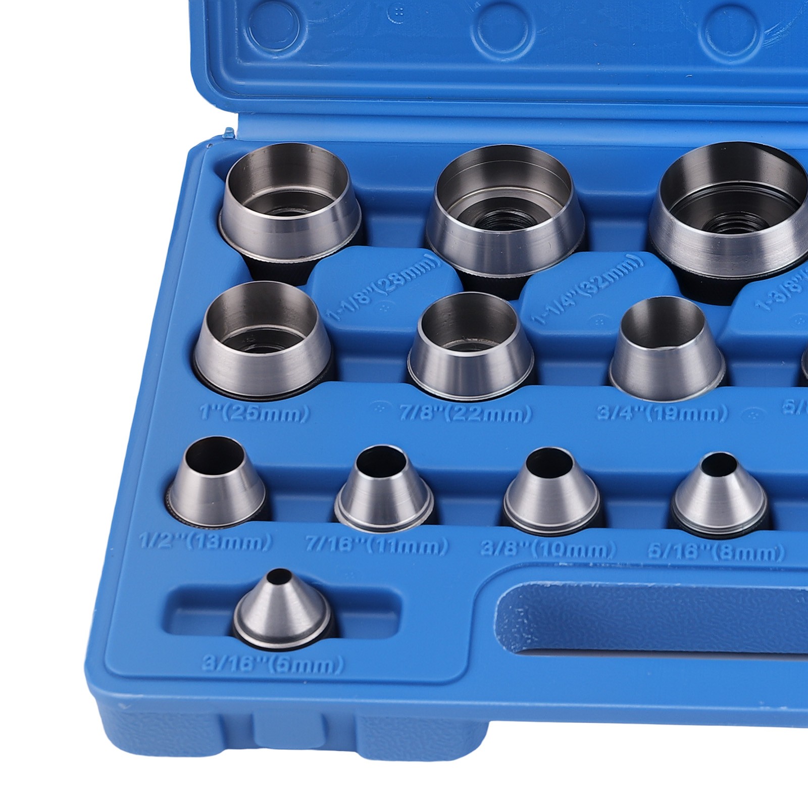 14pc Hollow Punch Set Belt Leather Hole 5-35mm with Spring Handle Storage Case