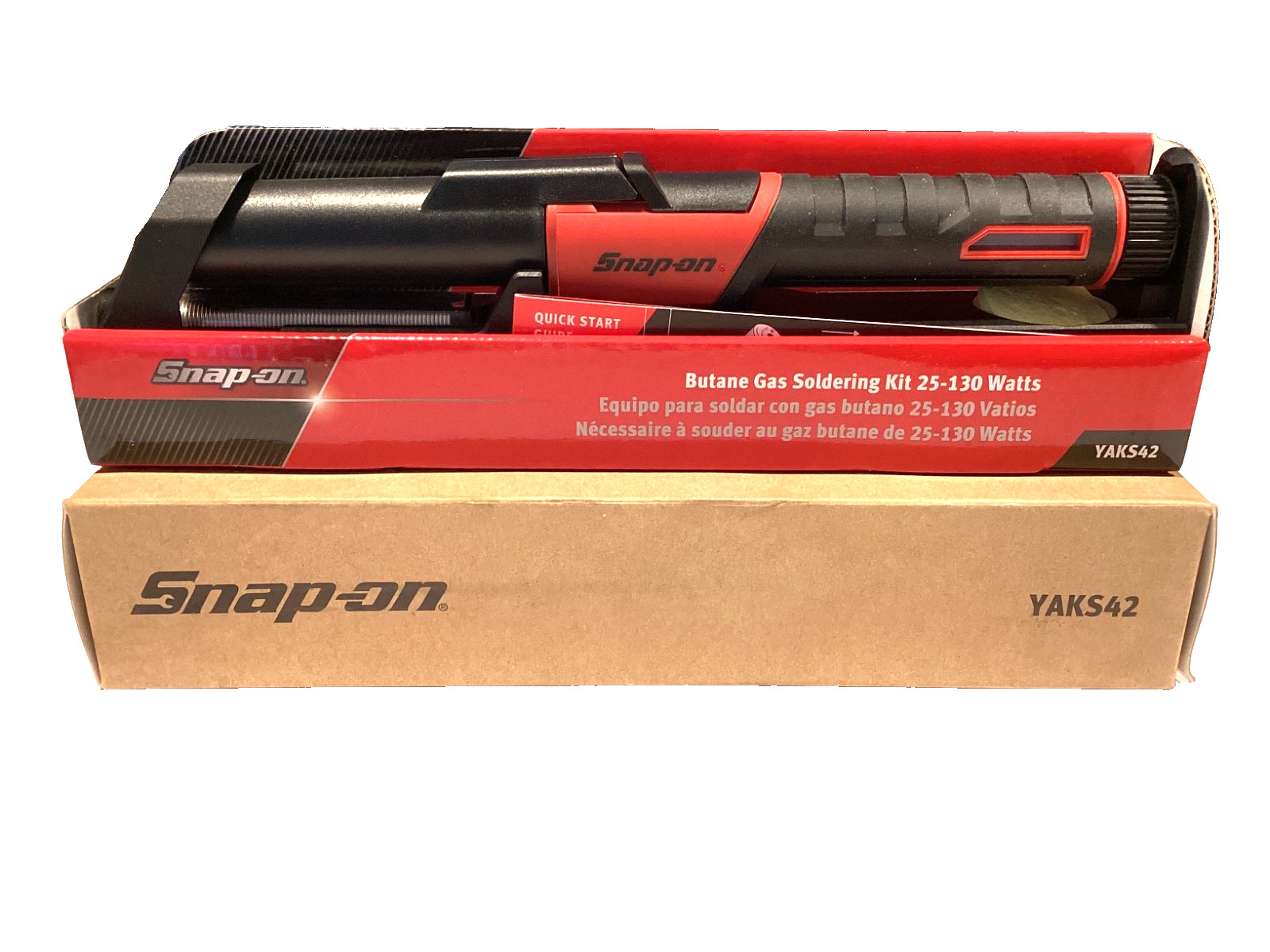 Snap on NEW RED Butane Gas Soldering Iron & Plastic Weld Kit 25-130 Watts YAKS42