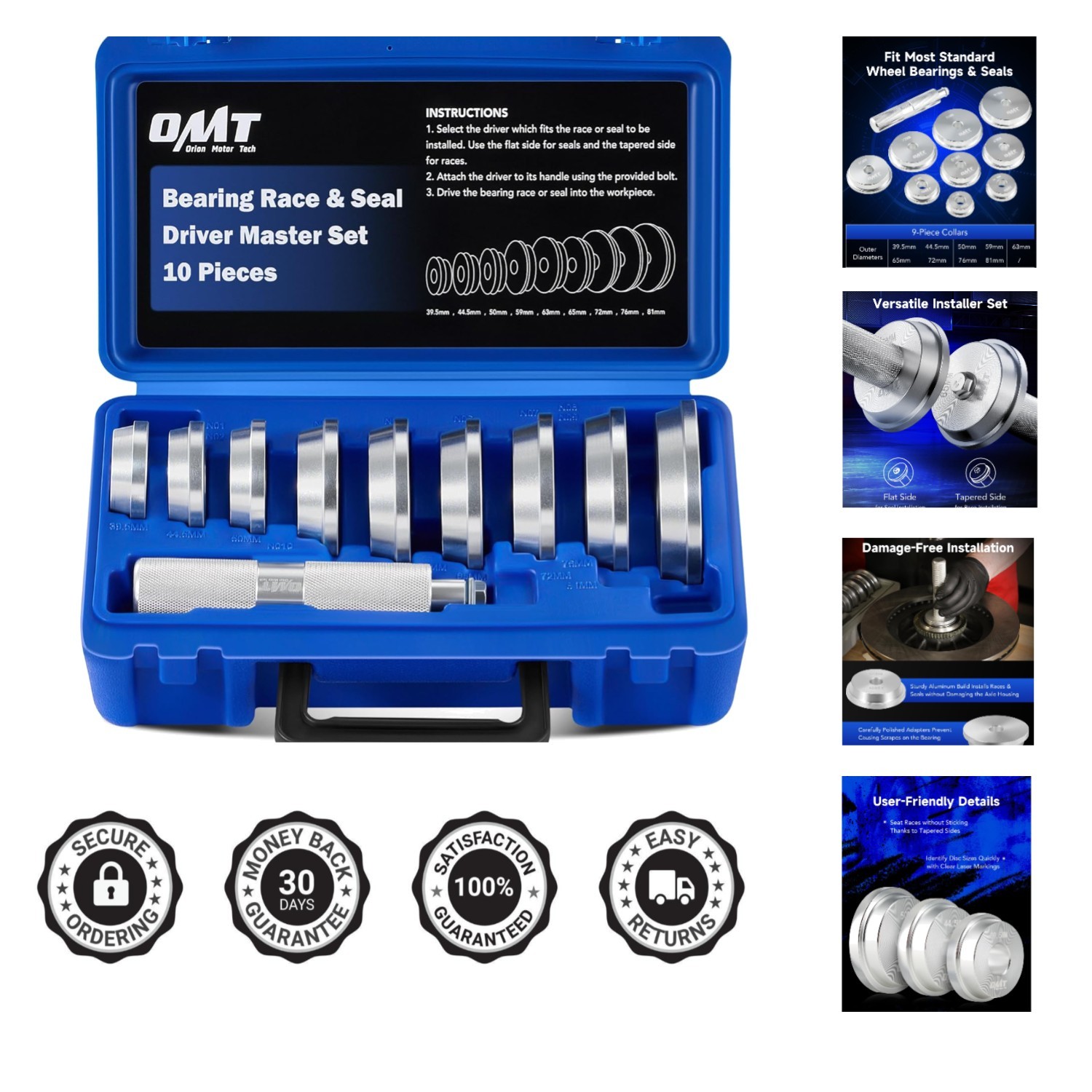 Versatile 10pc Bearing Race & Seal Installer Set – Precision Mechanic Tools