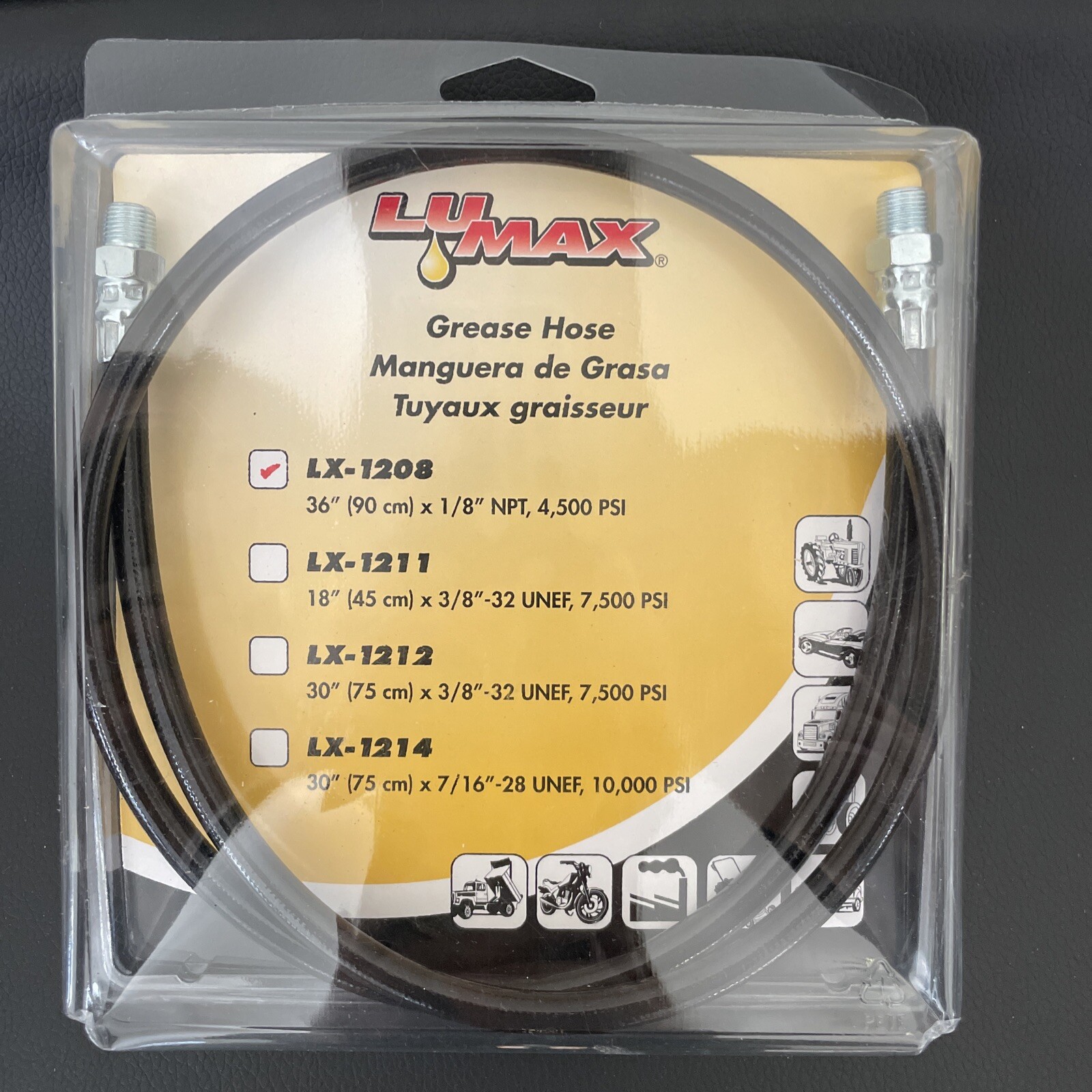 LUMAX LX-1208 BLACK 36″ 1/8″ NPT 4500 PSI GREASE HOSE