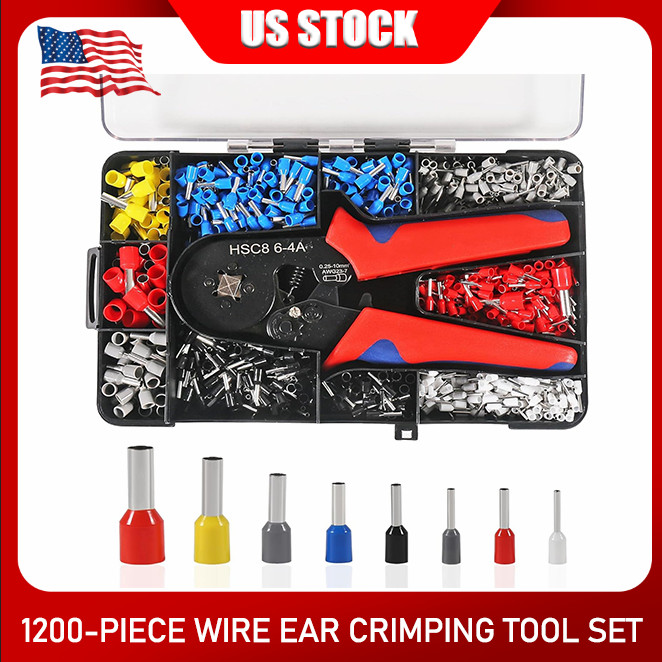 Crimping Pliers: Ferrule Crimping Tool With 1200pcs Terminal Wire Crimper Pliers