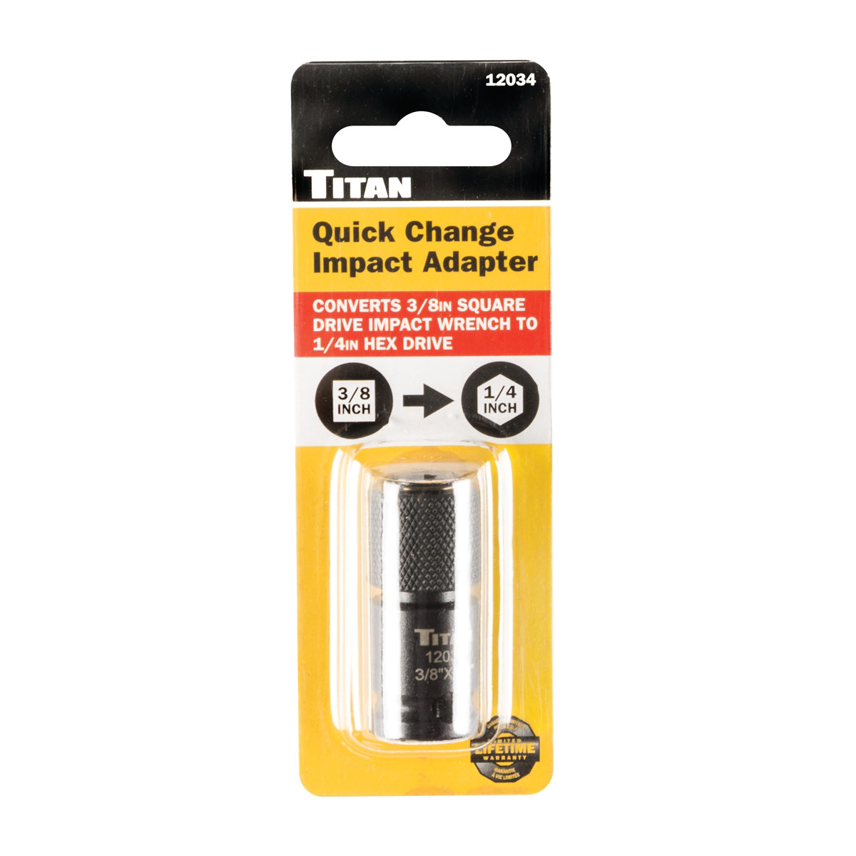TITAN 12034 3/8 Drive to 1/4 Hex Drive Quick Change Adapter