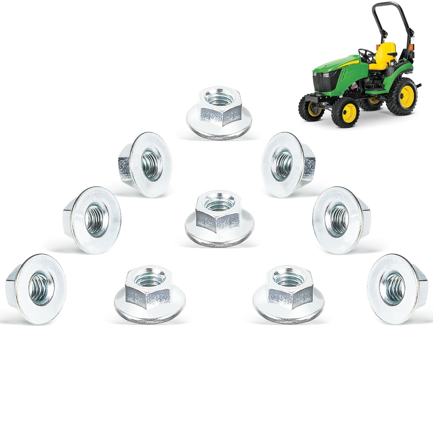 M142955 Lock Nuts Ten Piece Set for John Deere 2025, 4210, GT322, GX255, LA150