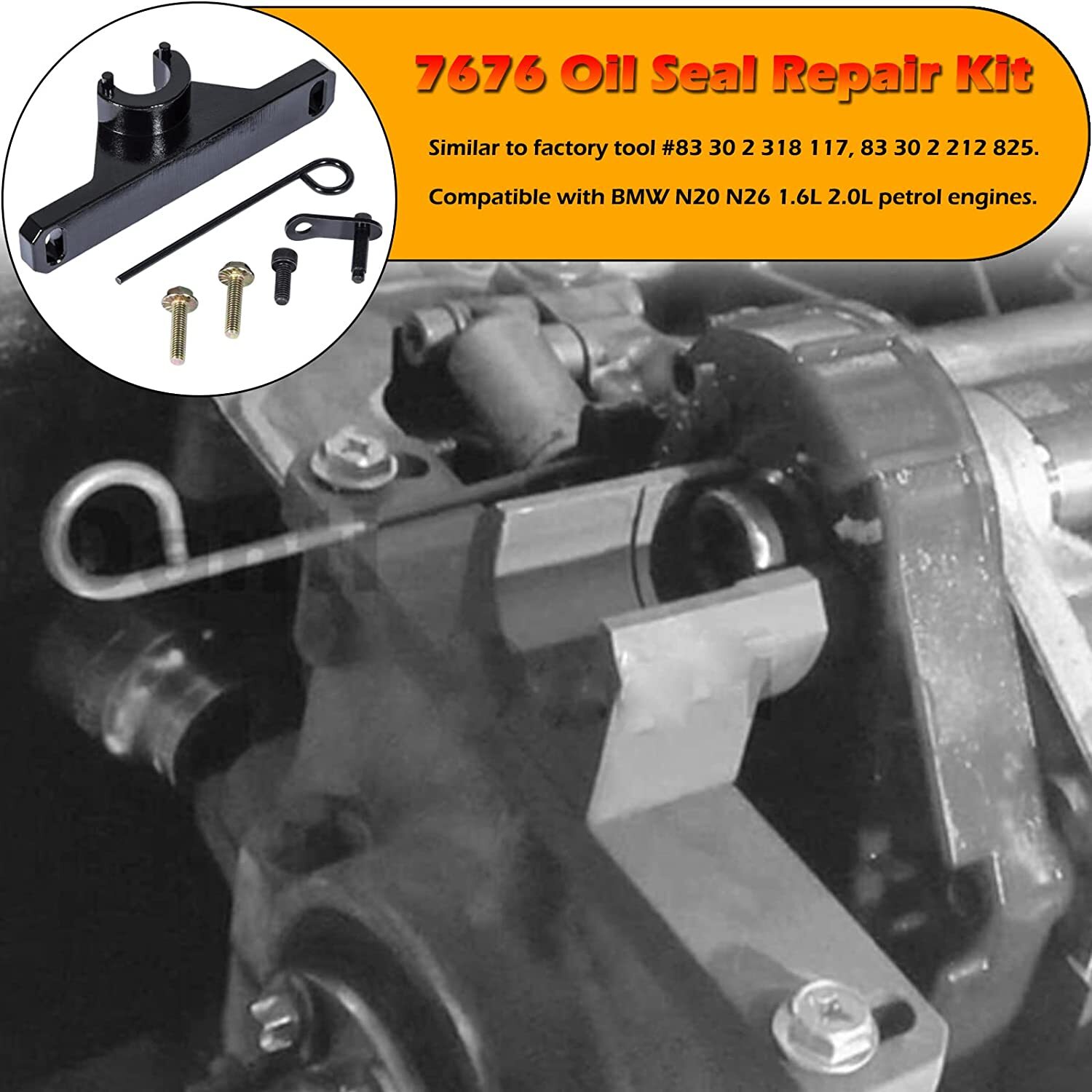 7676 Oil Pump Tool & 2241 Front Crankshaft Oil Seal Kit For BMW N20 N26 Engines