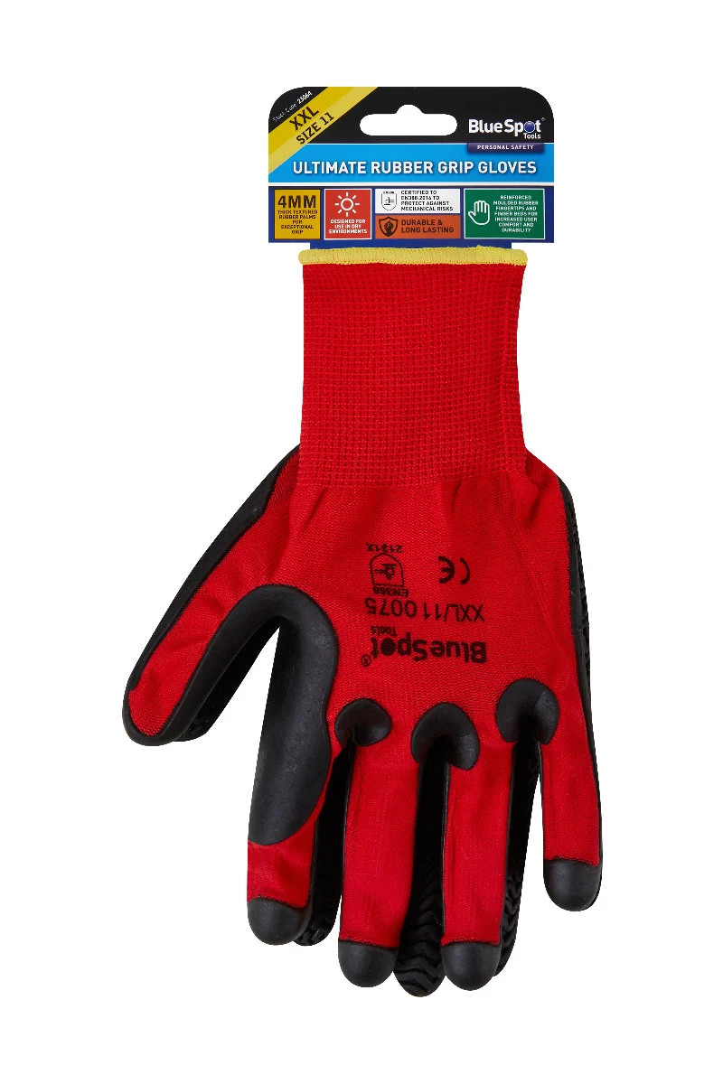 Ultimate Rubber Grip Gloves Xxl 4mm Thick Textured Palms Exceptional En388 23064