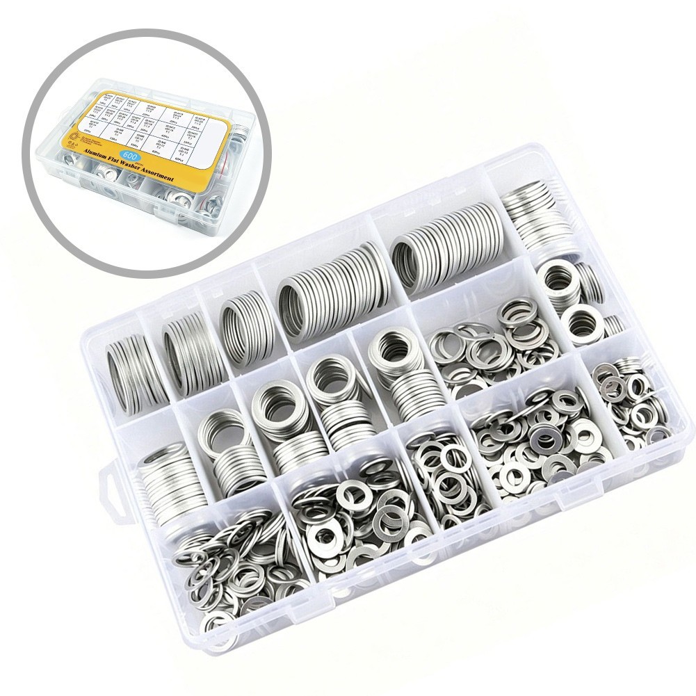 Aluminum Oil Drain Gasket Kit 600pcs with Flat Washers for Engine Tasks