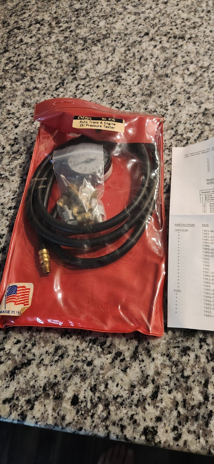 Cal-Van Tools No. 836 Auto trans & engine oil pressure tester.