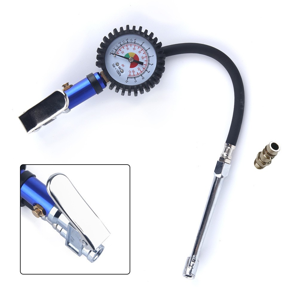 Self Locking Copper Head Tyre Inflator 12 Bar Air Pressure Gauge for Vehicles