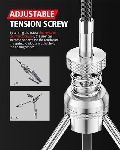 Adjustable Engine Cylinder Hone Tool Set with 11 Replacement Stones, 3/4″ to 7″