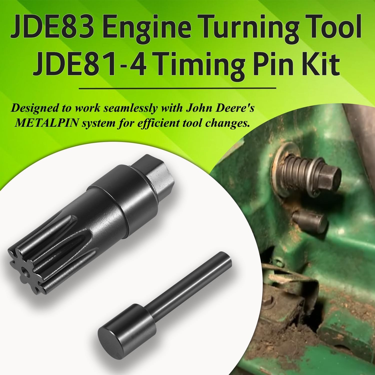 for John Deere JDE83 Engine Turning Tool & JDE81-4 Timing Pin Kit 4039 6059 6068
