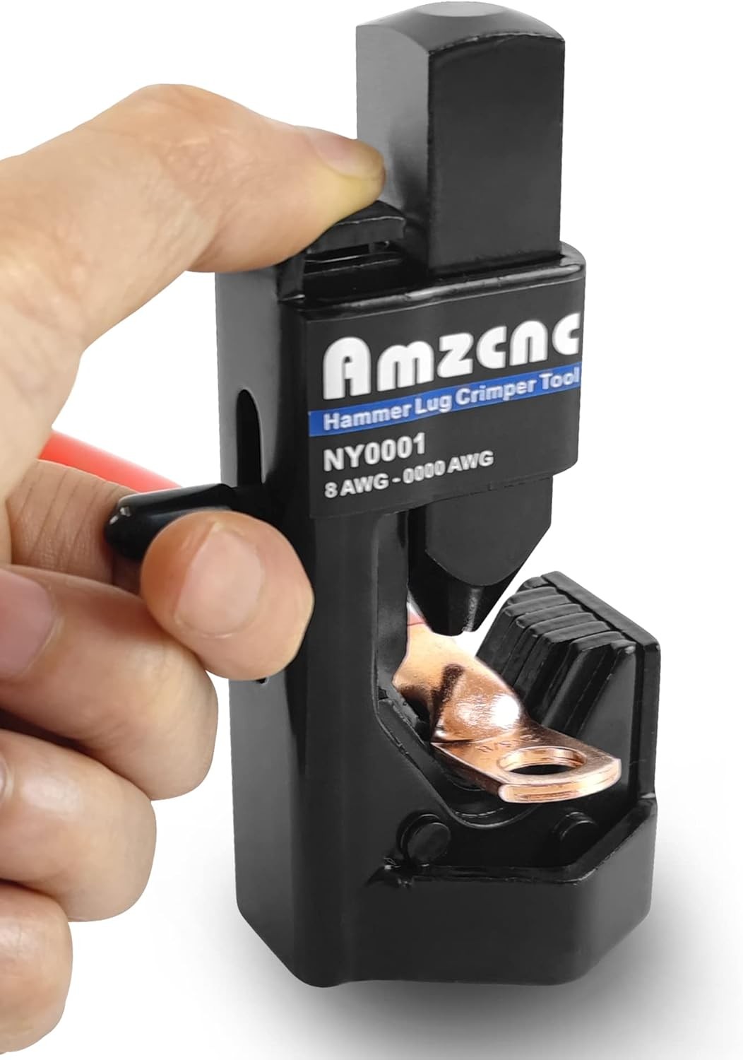 AMZCNC Hammer Lug Crimper Tool – 0000 AWG Battery and Welding Cables( 8 Black