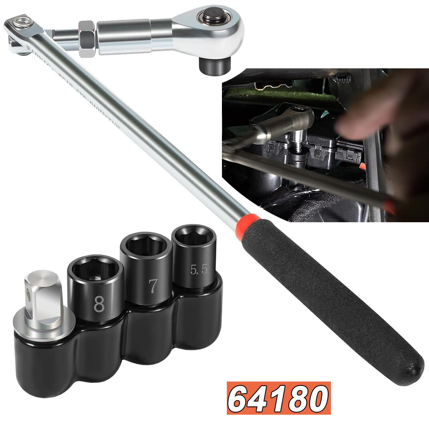 64180 Actuator Motor Ratchet Wrench Set 5.5mm 7mm 8mm Socket For Lisle Tool