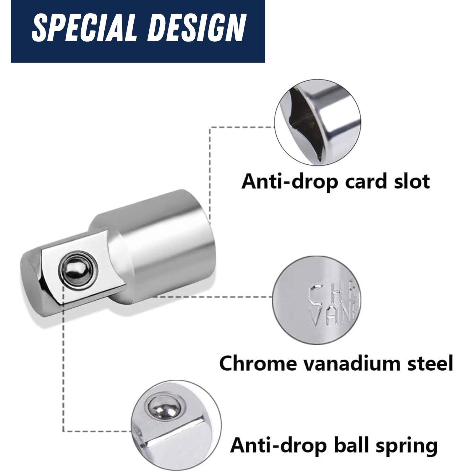 4 Piece Socket Converter Adaptor Reducer Set Female To Male 1/4″ 3/8″ 1/2″ Drive