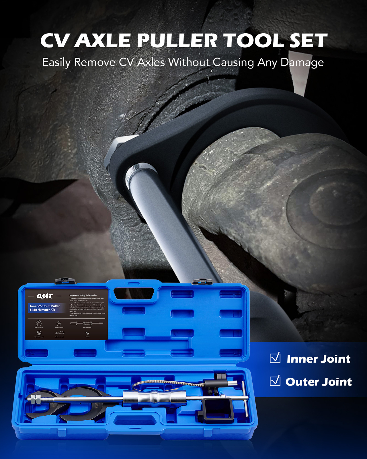 CV Axle Removal Tool CV Joint Puller with Slide Hammer CV Joint Forks Adapters