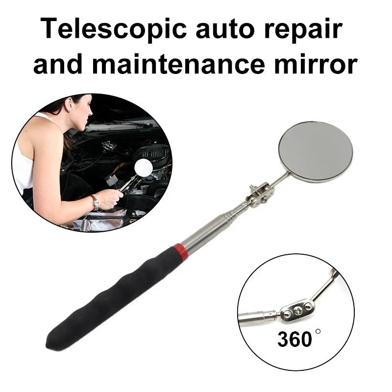 LED Telescoping Inspection Mirror – 360° Rotating Tool for Mechanics.