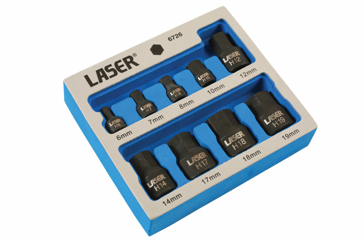 New! Laser 6726 Low Profile Short Impact Hex Allen Socket Bit Set 6-19mm